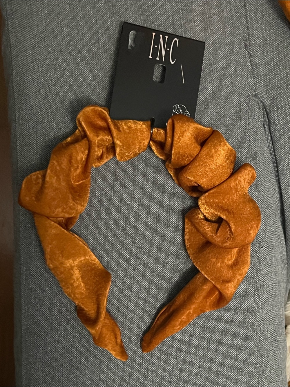 INC International Concepts fabric crunch Headband in Rust